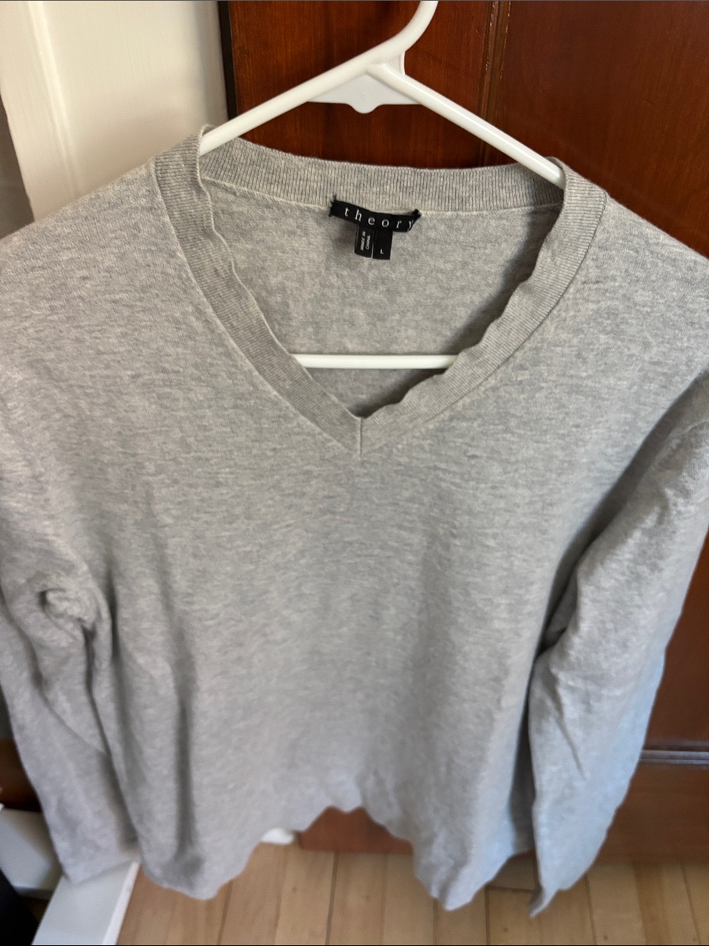 Theory Women’s Light Gray V‑Neck Sweater